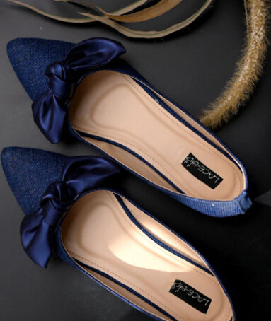 Bow Ballet Blue Shoes For Women